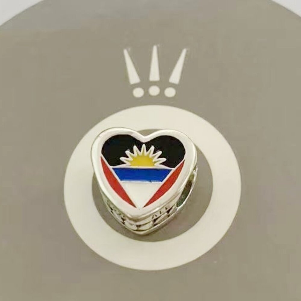 Pandora I Love Antigua and Barbuda Flag Exclusive Heart Charm Bead